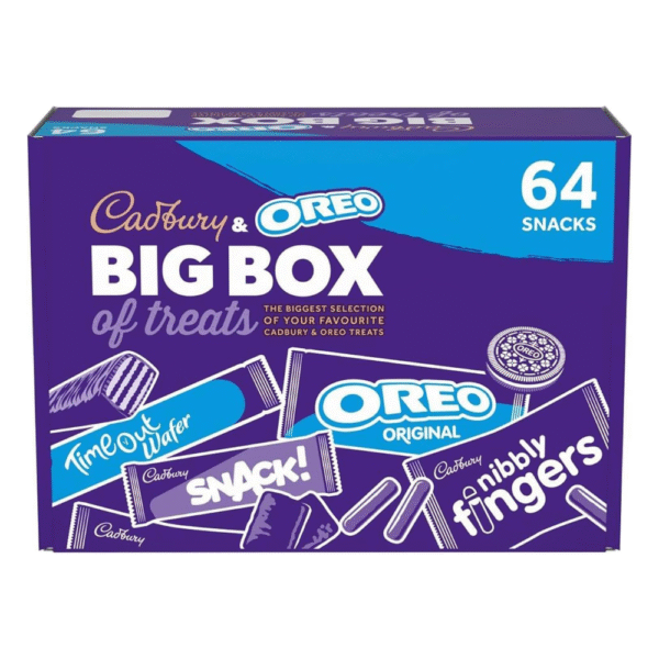 Cadbury & OREO Big Box of Treats, 64 Assorted Chocolates and Snacks, 1618 g (Pack of 1)